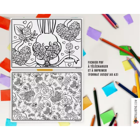 Set de table Lapin Printemps à imprimer et colorier