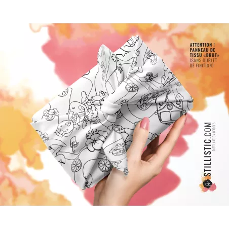 Coupon coloriable Furoshiki Hippo Surf