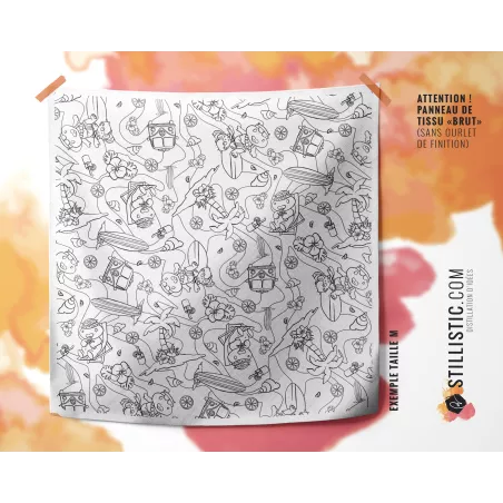 Coupon coloriable Furoshiki Hippo Surf