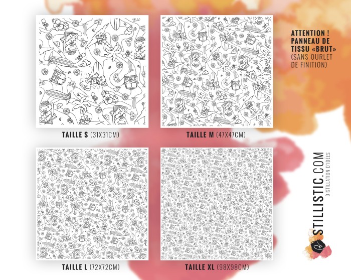 Coupon coloriable Furoshiki Hippo Surf