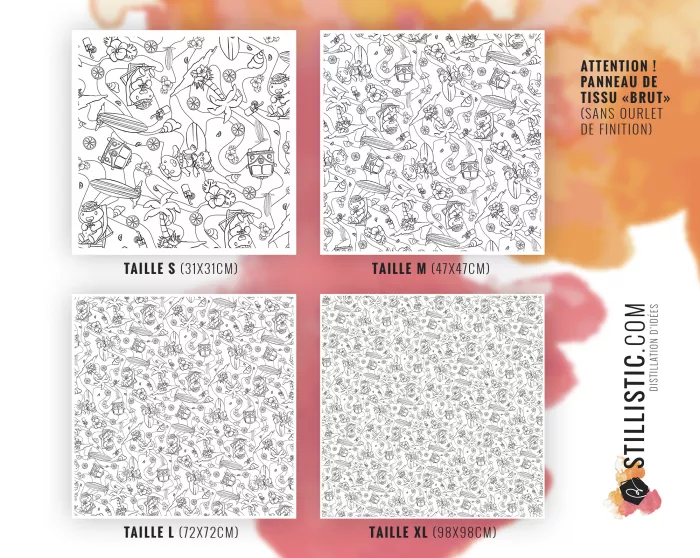 Coupon coloriable Furoshiki Hippo Surf