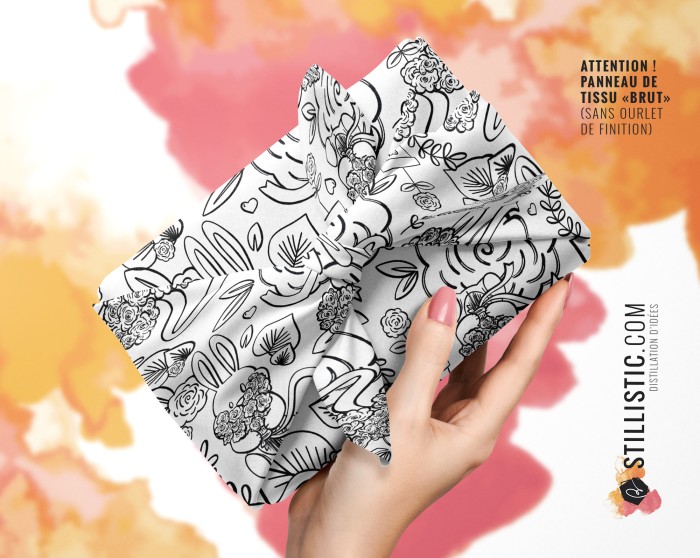 Coupon coloriable Furoshiki Lapin Printemps