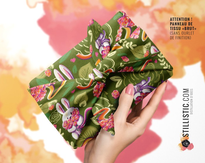 Coupon Furoshiki Lapin Printemps Vert Foncé