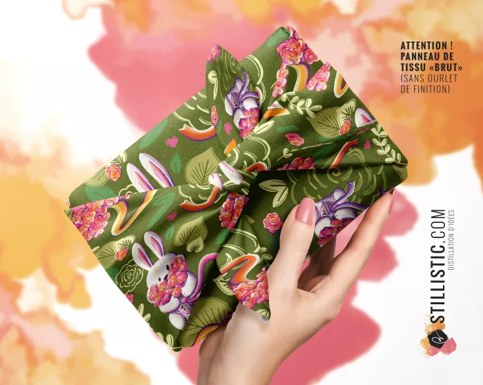 Coupon Furoshiki Lapin Printemps Vert Foncé