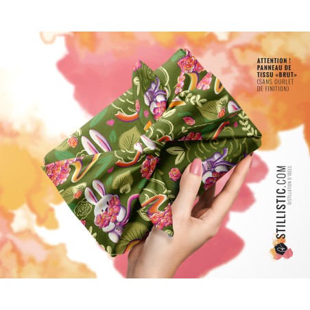 Coupon Furoshiki Lapin Printemps Vert Foncé