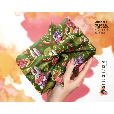 Coupon Furoshiki Lapin Printemps Vert Foncé