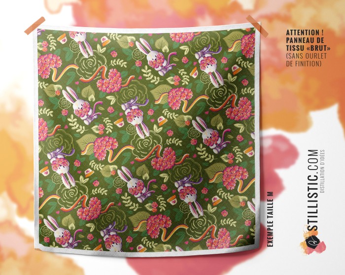 Coupon Furoshiki Lapin Printemps Vert Foncé