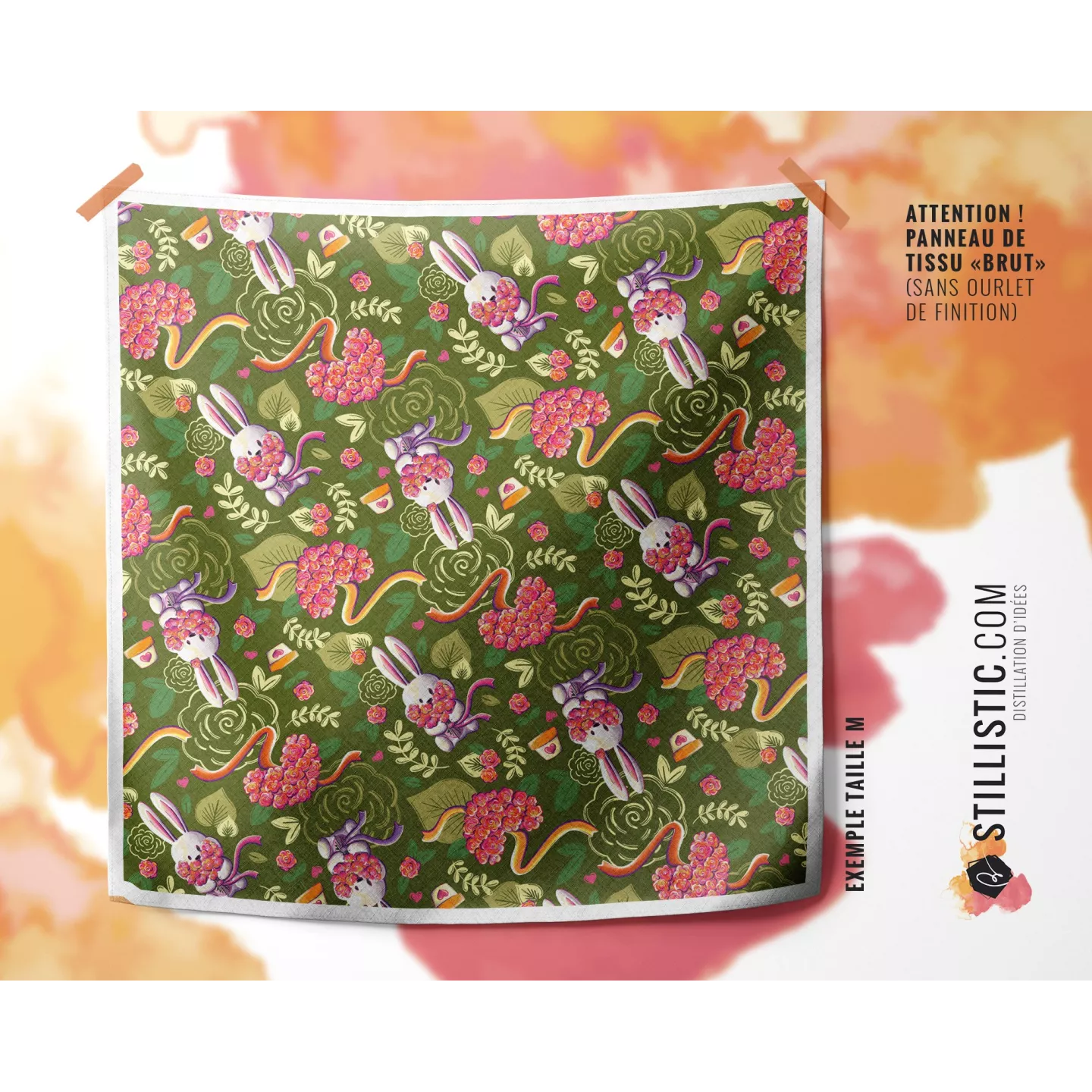Coupon Furoshiki Lapin Printemps Vert Foncé