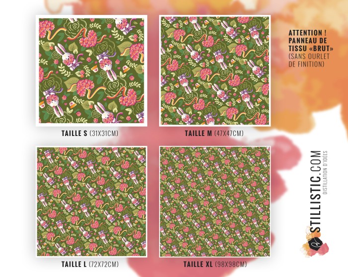 Coupon Furoshiki Lapin Printemps Vert Foncé