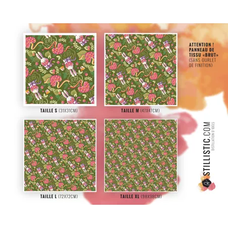 Coupon Furoshiki Lapin Printemps Vert Foncé