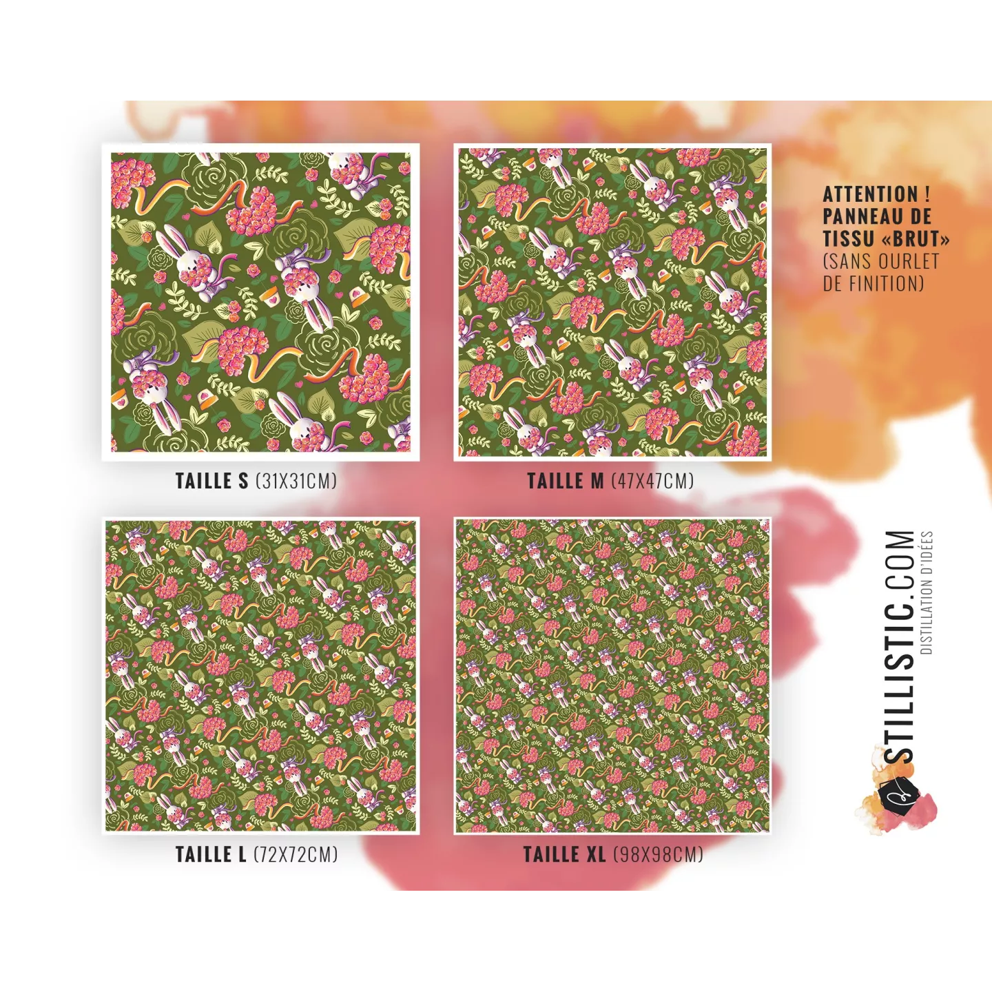 Coupon Furoshiki Lapin Printemps Vert Foncé