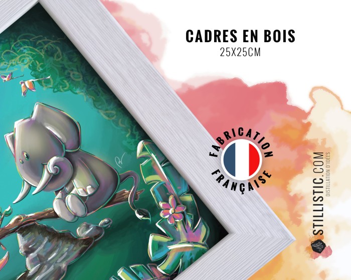 Cadre Illustration Animaux 25x25cm