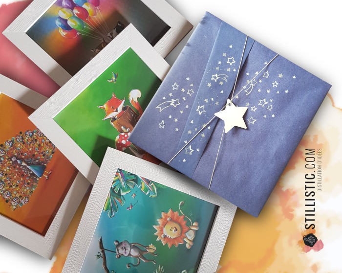 Cadre Illustration Animaux 25x25cm