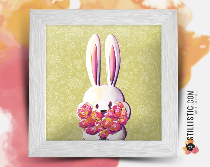 Cadre Illustration Lapin Printemps
