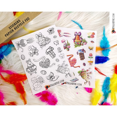 Stickers coloriables Pâques Printemps