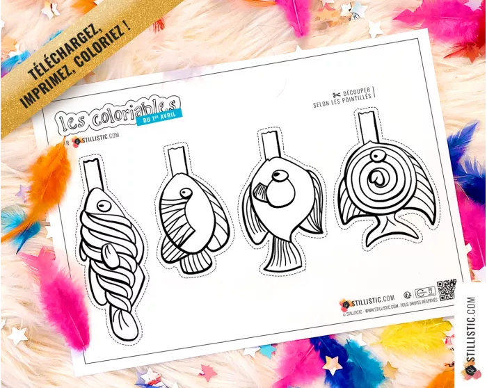 Poissons d'avril bonbons à imprimer et colorier