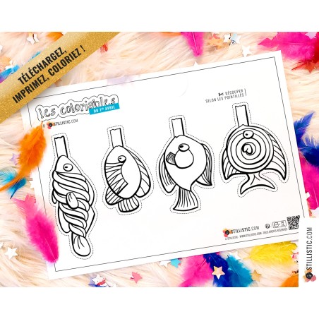 Poissons d'avril bonbons à imprimer et colorier