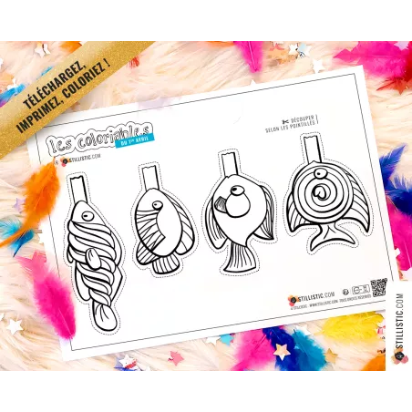 Poissons d'avril bonbons à imprimer et colorier