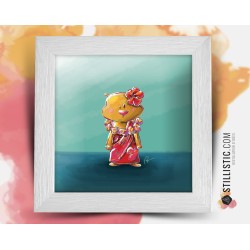 Cadre carré avec Illustration  Hamster des îles pour Chambre Enfant bébé 25x25cm