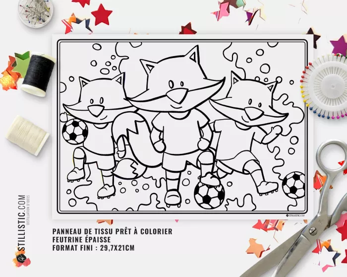 Coupon tissu coloriable Set de Table Renard Foot à découper et à coudre