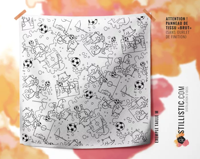 Coupon coloriable furoshiki Renard Foot emballage cadeau coton éco-responsable