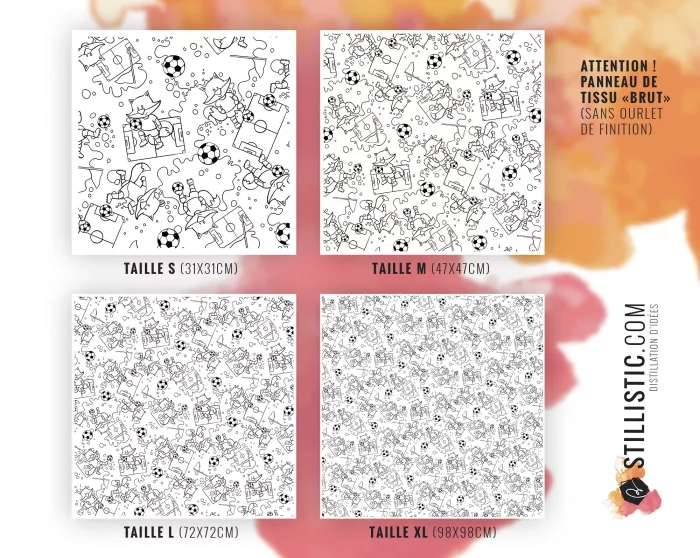 Coupon coloriable furoshiki Renard Foot emballage cadeau coton éco-responsable