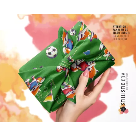 Coupon furoshiki Renard Football emballage cadeau coton éco-responsable