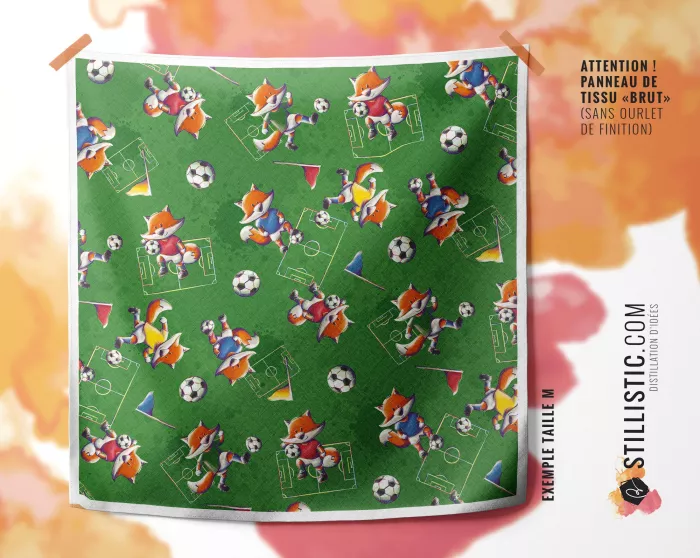 Coupon furoshiki Renard Football emballage cadeau coton éco-responsable