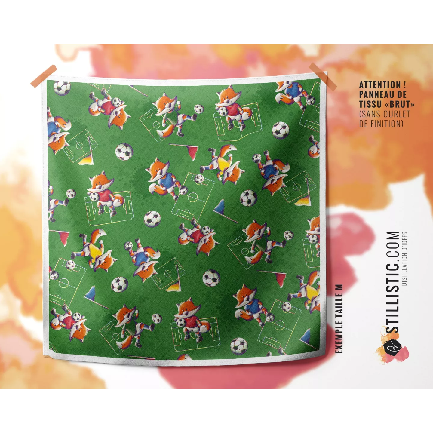 Coupon furoshiki Renard Football emballage cadeau coton éco-responsable