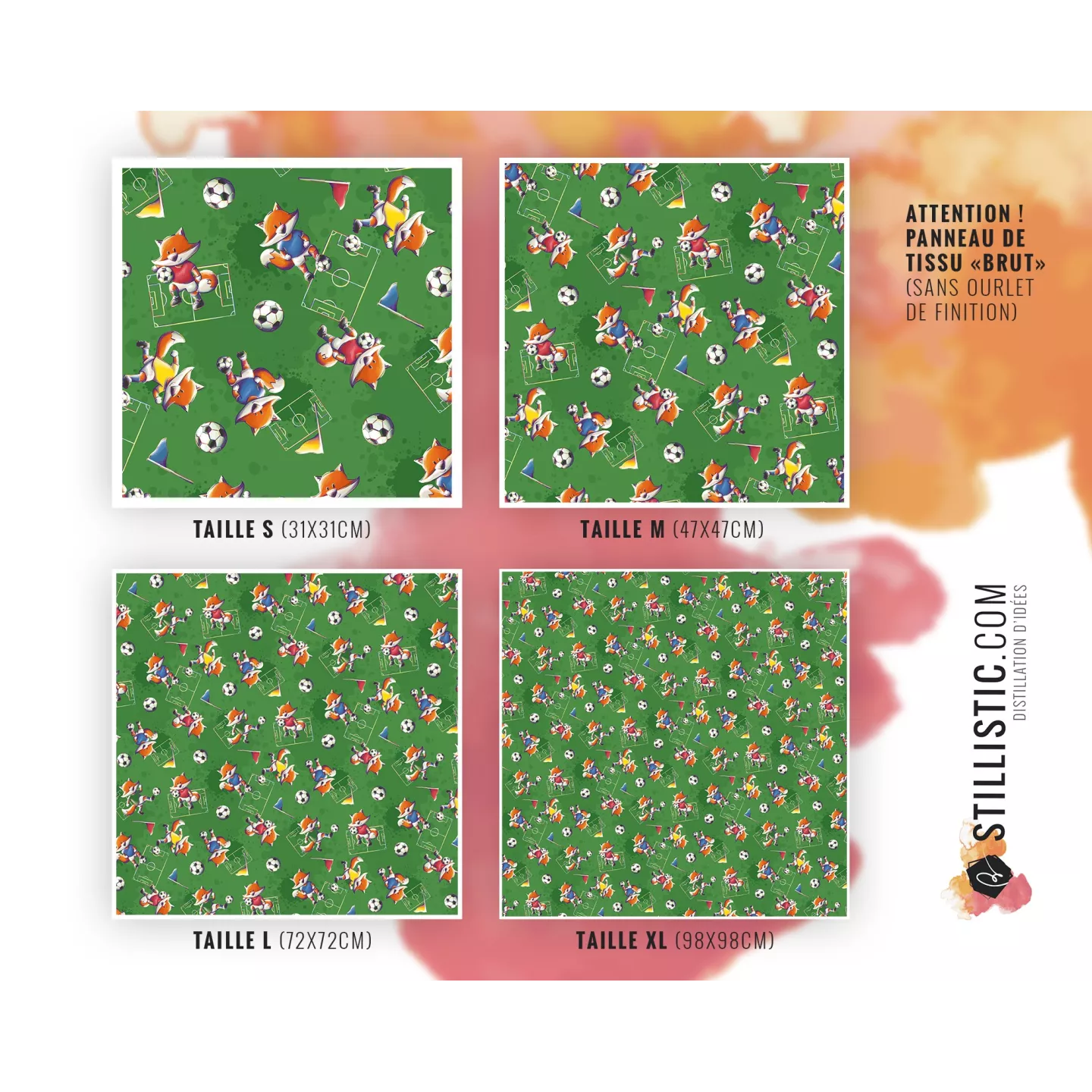 Coupon furoshiki Renard Football emballage cadeau coton éco-responsable