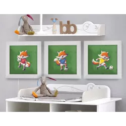 Triptyque lot de 3 Cadres Renards Football 25x25cm