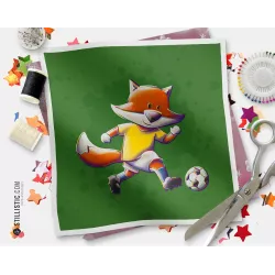 Coupon tissu illustré Renard Football Jaune tissu Oekotex