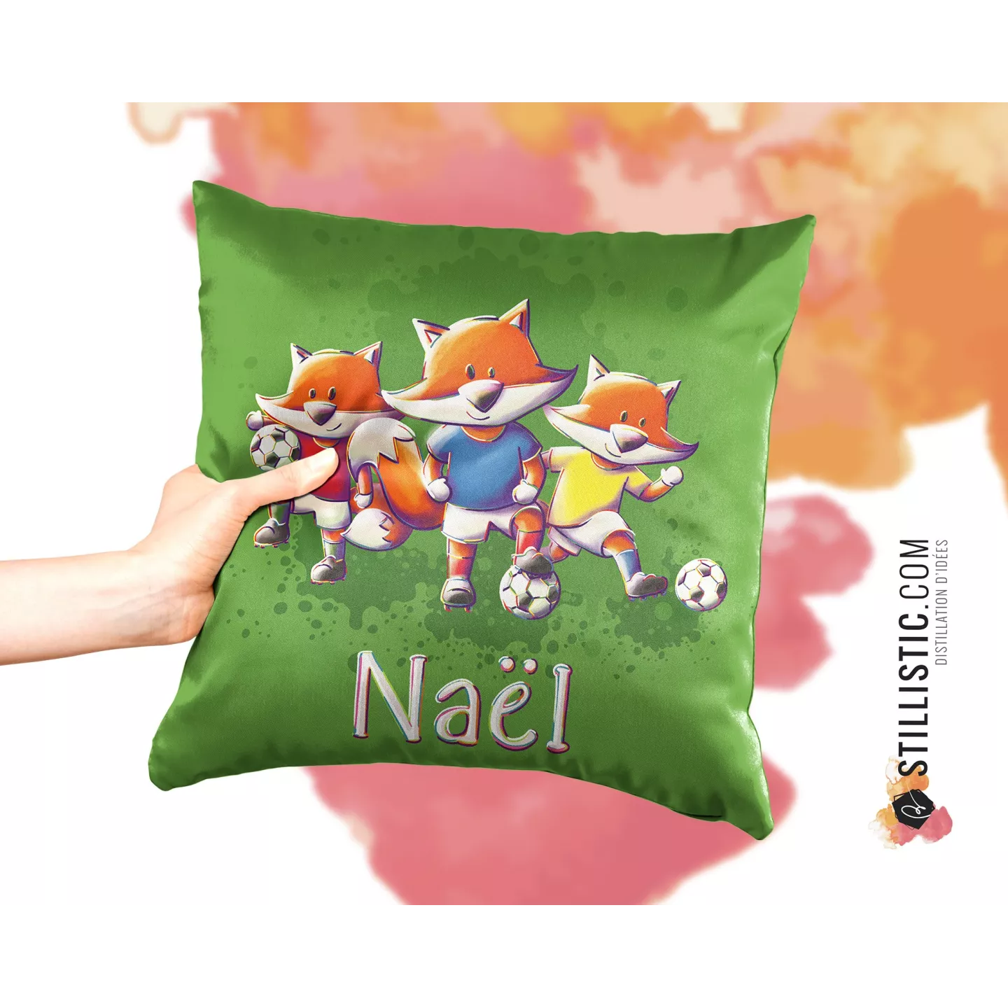 Coupon tissu Coussin de naissance Renards Football