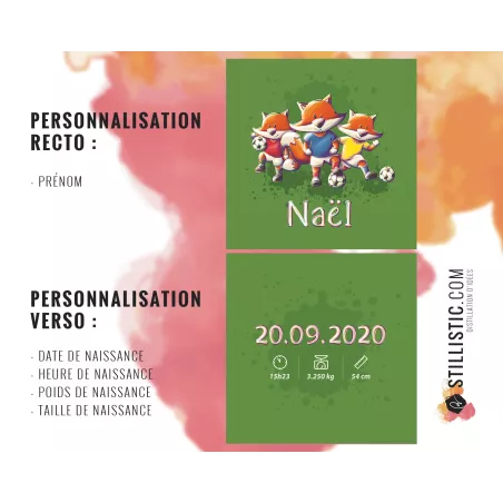 Coupon tissu Coussin de naissance Renards Football