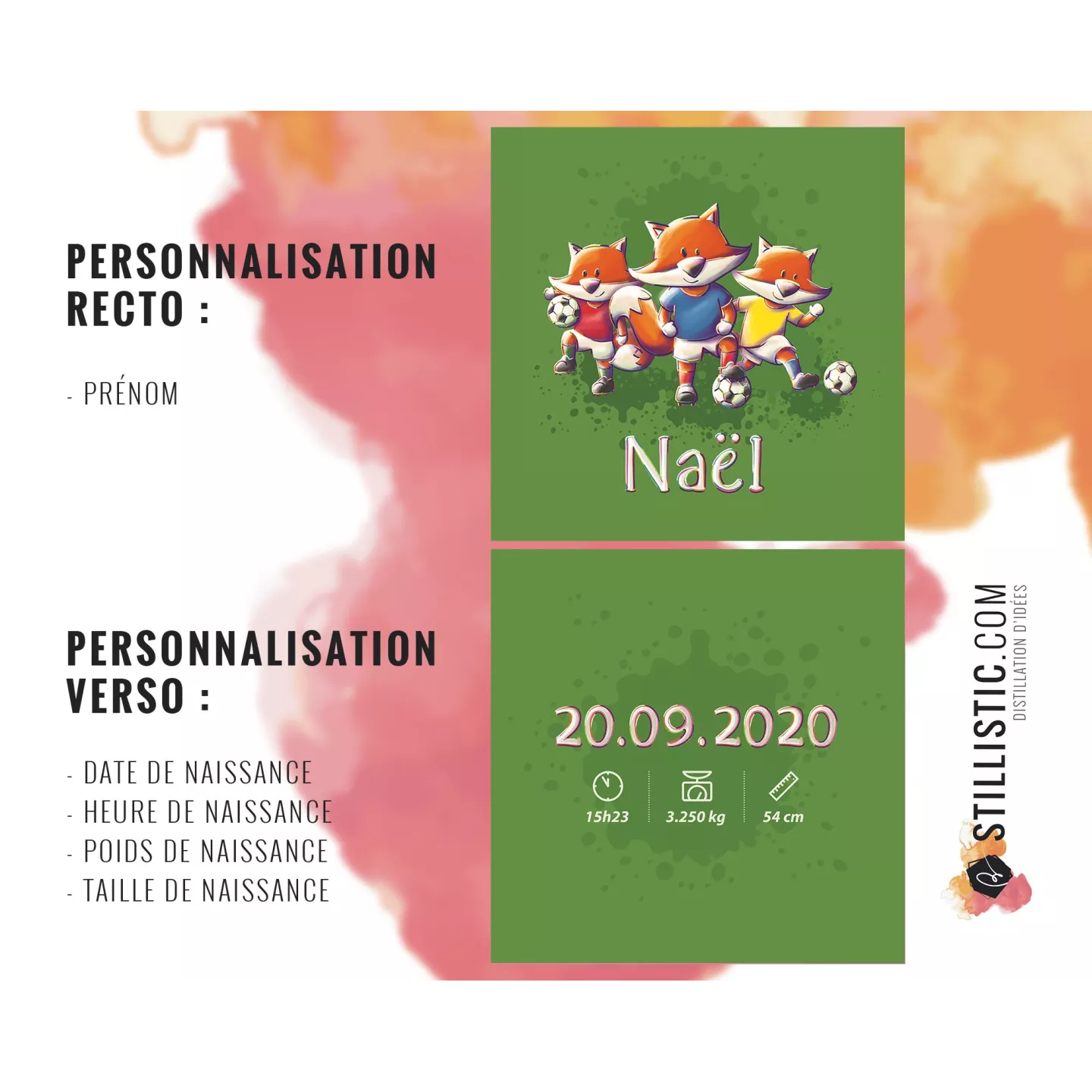 Coupon tissu Coussin de naissance Renards Football