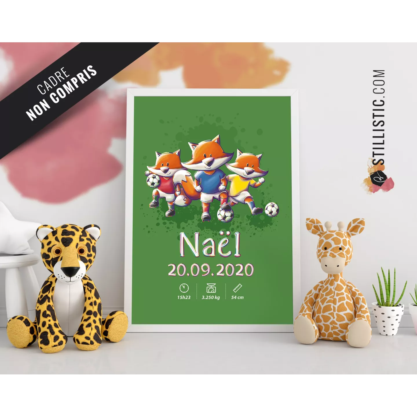 Poster de naissance Renards Football personnalisé