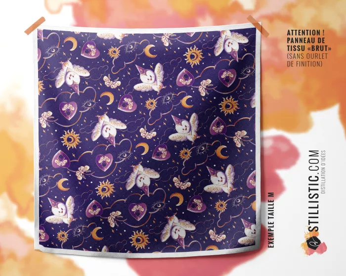Coupon furoshiki Chouette Magicienne Halloween emballage cadeau coton éco-responsable