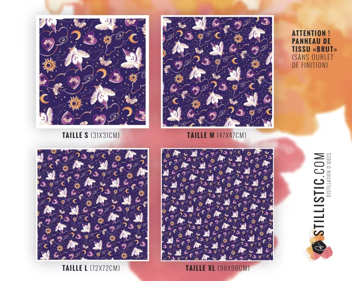 Coupon furoshiki Chouette Magicienne Halloween emballage cadeau coton éco-responsable