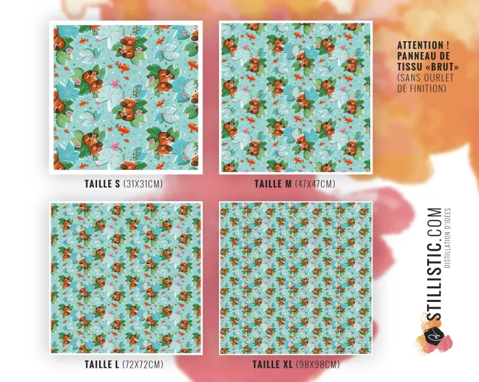 Coupon furoshiki Capybara et grenouille emballage cadeau coton éco-responsable