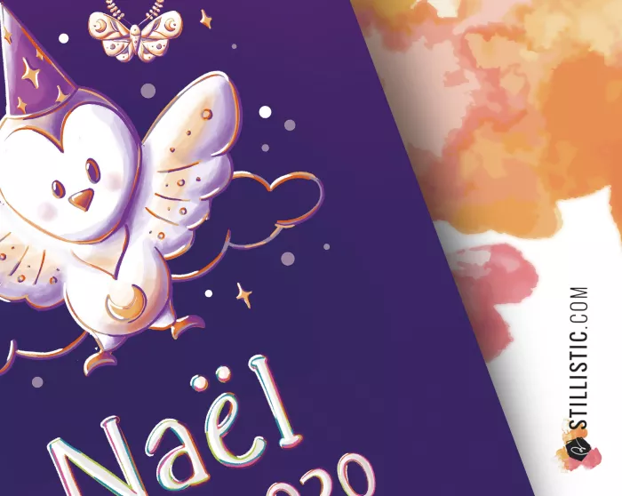 Poster de naissance Chouette Magicienne personnalisé