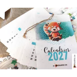 Calendrier à planter 2027 yoga Panda Roux éco-responsable papier graines ensemencé