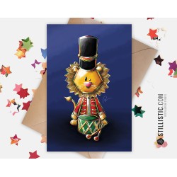 Carte de voeux papier 350g avec Illustration Originale Lion Casse-Noisette pour Noël Nouvel An