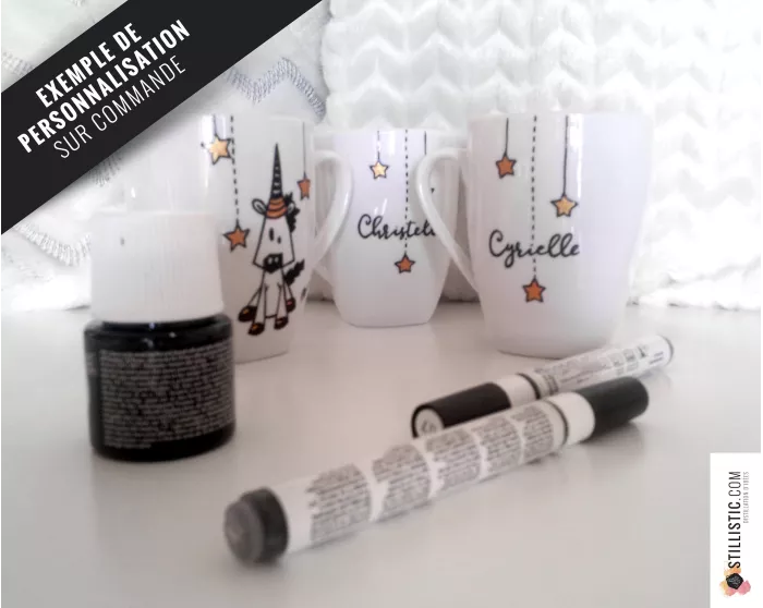 Tasse Mug à thé ou café Panda coeur en céramique peint à la main Noir et Or pour mère ou enfant