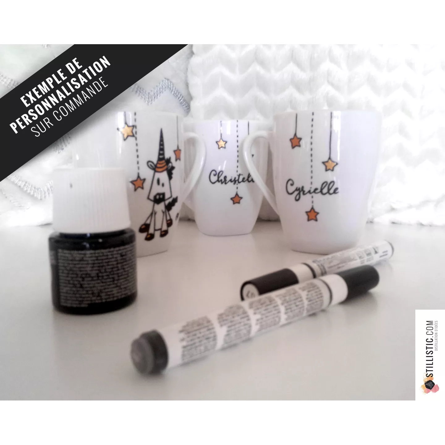 Tasse Mug à thé ou café Panda coeur en céramique peint à la main Noir et Or pour mère ou enfant