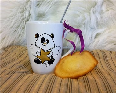 Tasse Mug à thé ou café Panda en céramique peint à la main Noir et Or pour maman ou enfant