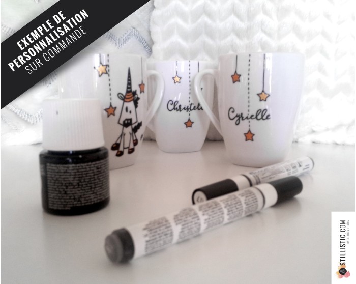 Tasse Mug à thé ou café Ours polaire en céramique peint à la main Noir et Or pour maman ou enfant