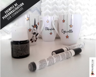 Tasse Mug à thé ou café Ours polaire en céramique peint à la main Noir et Or pour maman ou enfant