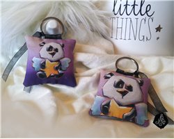 1 x Porte-clé / Bijou de sac en tissu Coton OekoTex fait main motif Panda étoile pour femme ou enfant