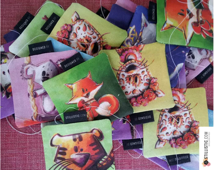 1 x Porte-clé / Bijou de sac en tissu Coton OekoTex fait main motif Panda étoile pour femme ou enfant