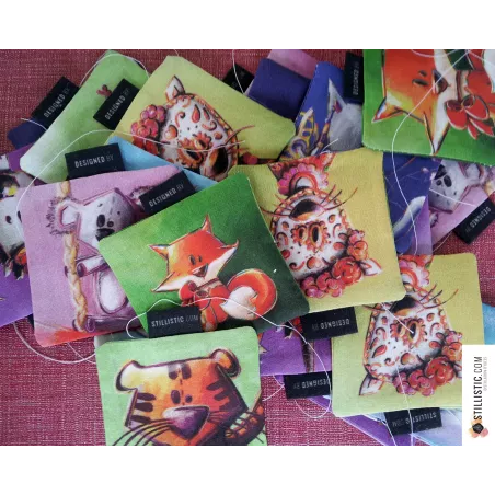 1 x Porte-clé / Bijou de sac en tissu Coton OekoTex fait main motif Panda étoile pour femme ou enfant